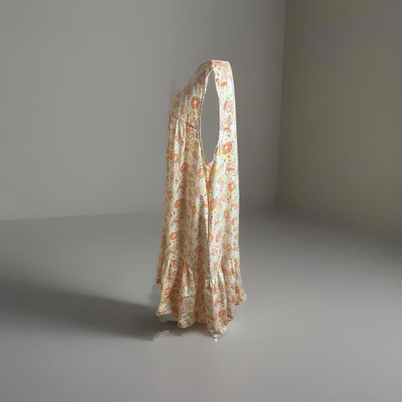 The Vermont Country Store Pinafore Flowy Dress Womens 1X Cotton Floral Pockets - Picture 3 of 11